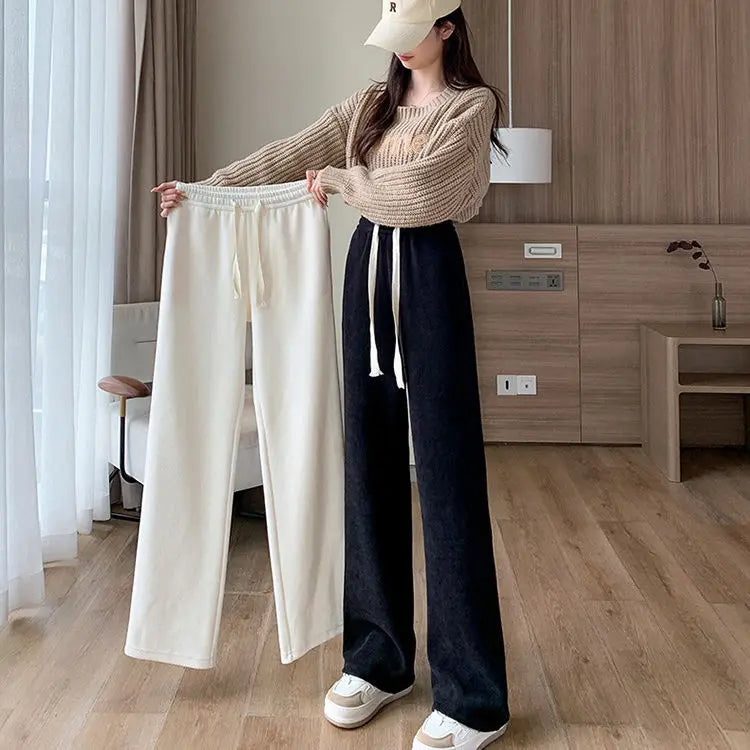 Lamb Fleece Thickened Wide Leg Pants