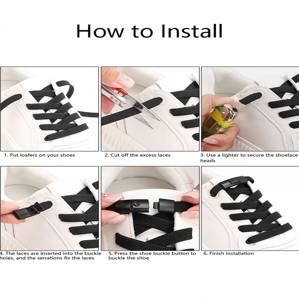 Tie Shoe laces Press Lock Shoelaces without ties