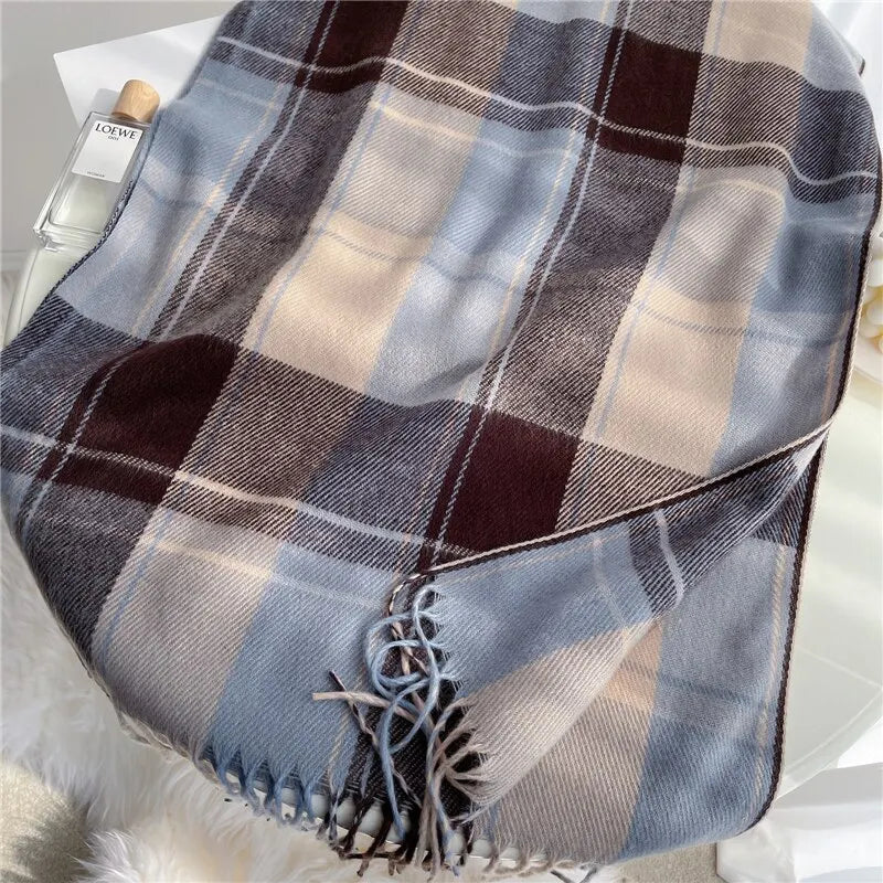 Luxury Plaid Print Warm Scarf