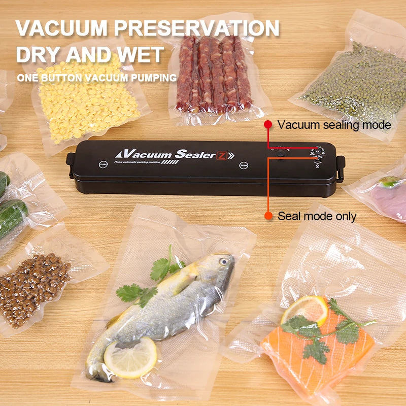 TINTON LIFE 220V/110V Vacuum Sealer Packaging Machine with Free 10pcs Vacuum Bags Household Black Food Vacuum Sealer