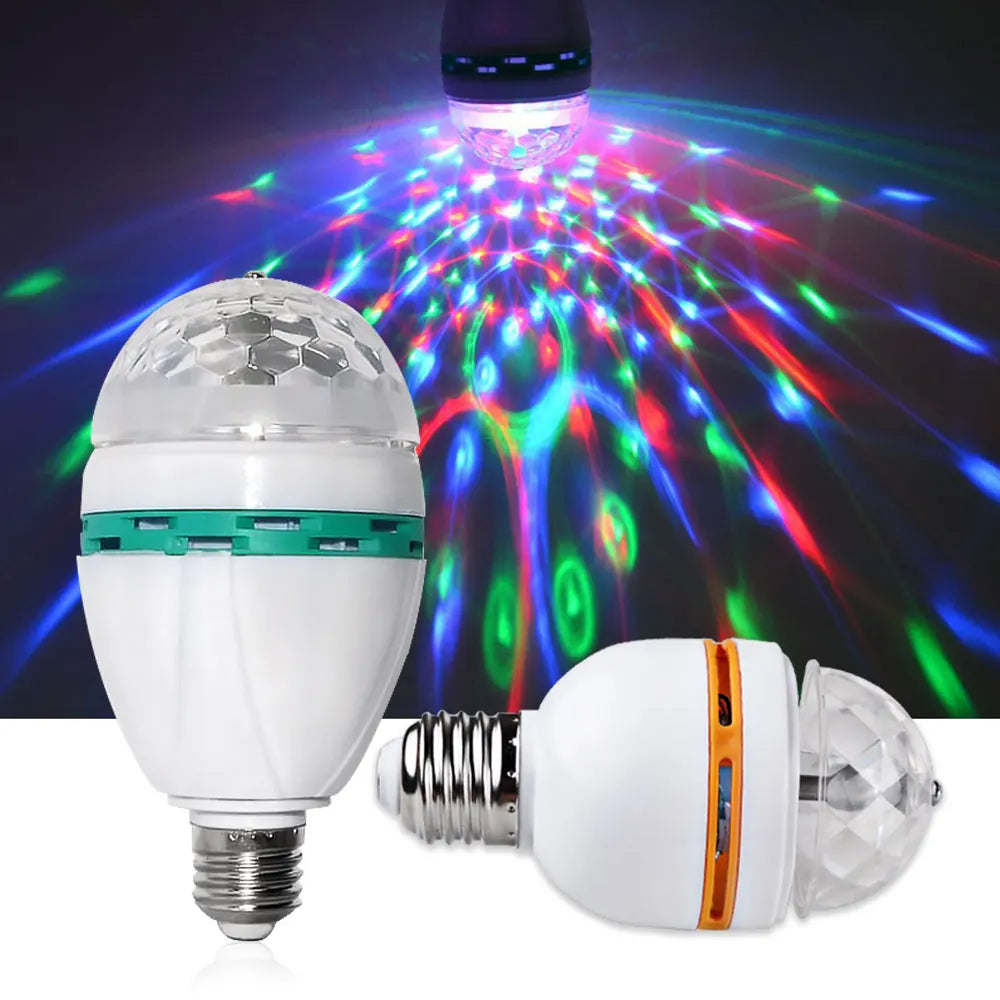 E27 Disco Light Rotating RGB Party Lamp LED Strobe Light Crystal Disco Bulb for Birthday Party Club Bar KTV Halloween Christmas