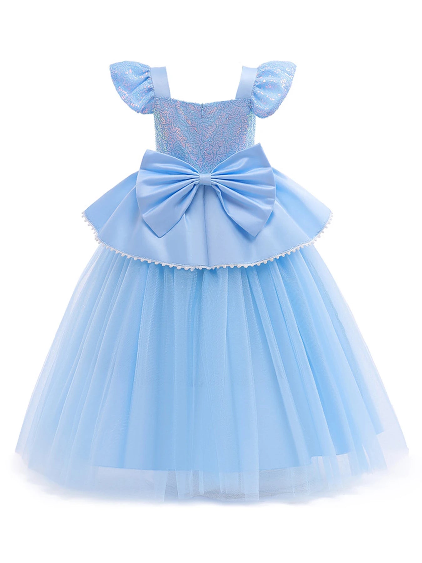 Disney Fancy Cinderella Princess Dress for Baby Girls Halloween Cosplay Costume Sequin Birthday Party Prom Gown for Kids Outfit