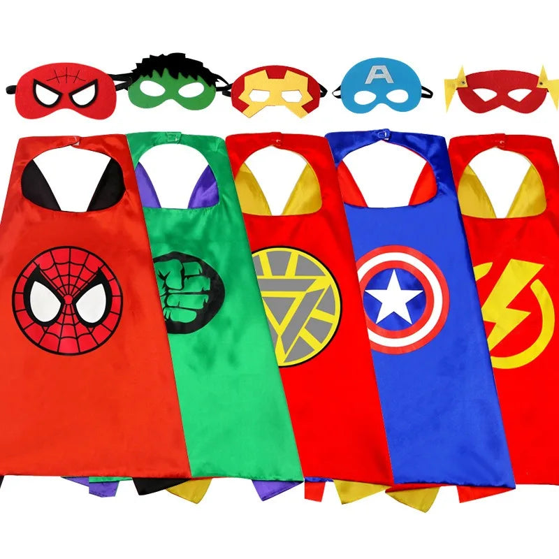 Cartoon Marvel The Avengers Cloak Toy Set Halloween Character Party Cosplay Costume Mask Cloak Kid Toys Captain America Mask Set