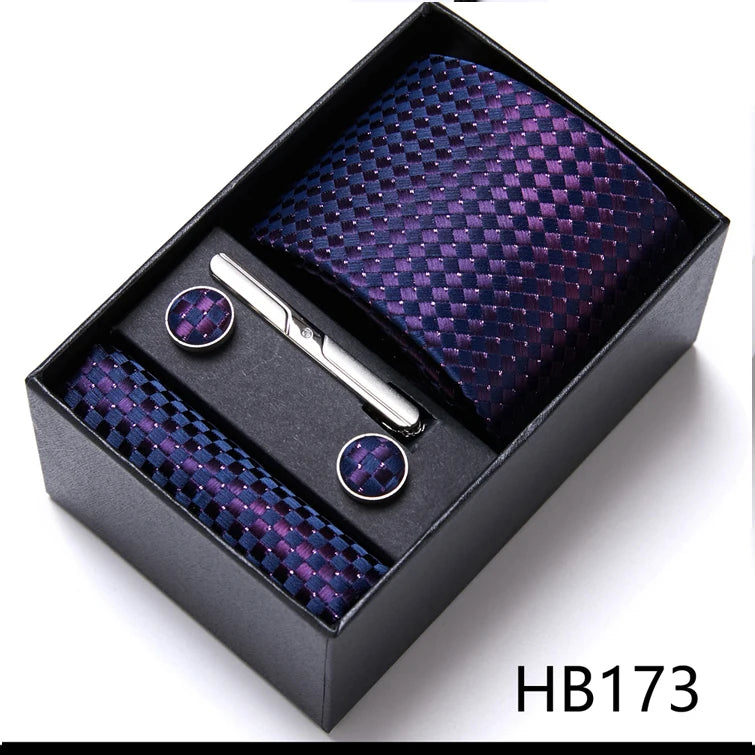 Top Quality Ties Hanky Cufflink Set In Gift Box