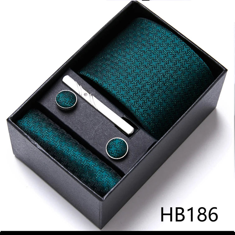 Top Quality Ties Hanky Cufflink Set In Gift Box