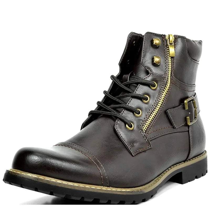 Men Leather Britain Ankle Boots