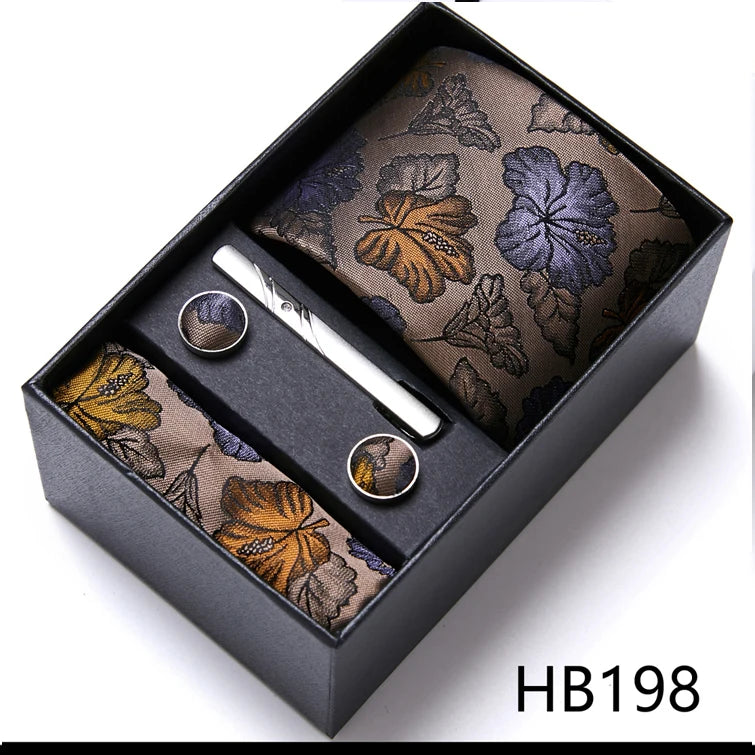 Top Quality Ties Hanky Cufflink Set In Gift Box