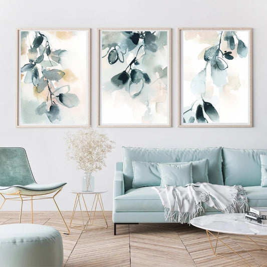 Watercolor Leaves Minimalist Poster Abstract Botanical Art Print Nordic Natural Canvas Paintng Wall Picture Living Bedroom Decor