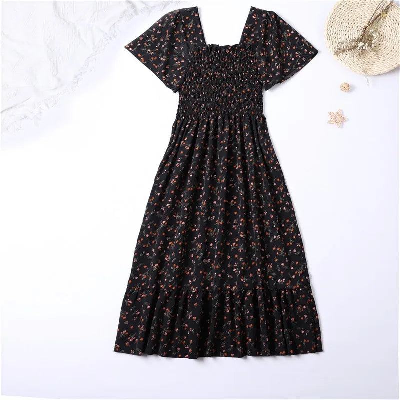 Spring Summer Chiffon Midi Dress