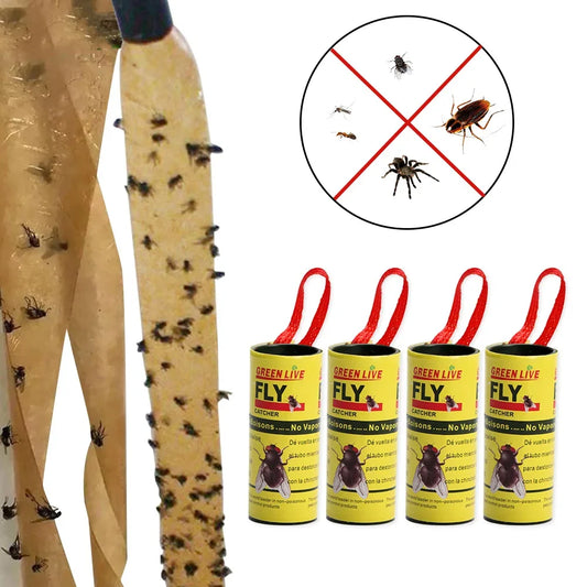 Fly Sticky Paper Strong Glue Strip For Flies Paper Strips Double Sided Flying Insect Bug Mosquitos Catcher Roll Tape