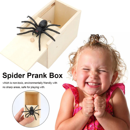 Spider Prank Box Wooden Fun Surprise Happy Box Gags Practical Joke Scare Toys Novelty Halloween Gifts for Friends DROPSHIPPING