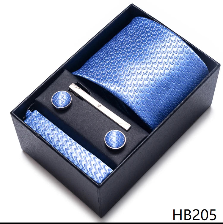 Top Quality Ties Hanky Cufflink Set In Gift Box