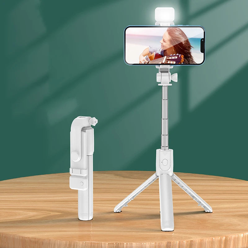 Wireless Selfie Stick Tripod Stand with Light Bluetooth Remote Extendable Tripod for iPhone Mobile Phone Tiktok Live Streaming