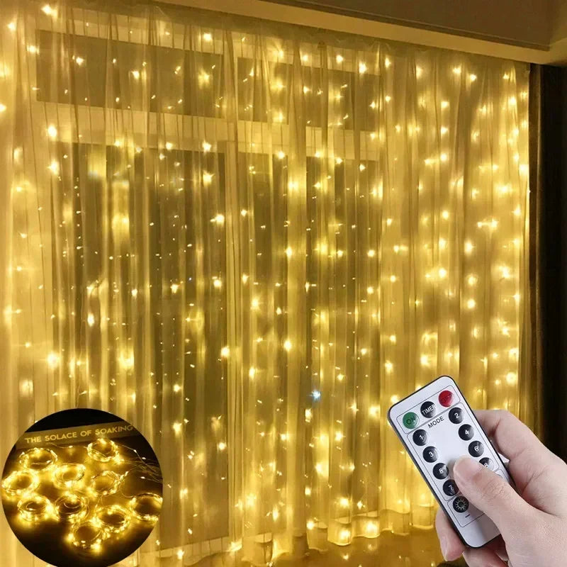 6x3M/3x3m Curtain Garland on The Window USB Power Fairy Lights Festoon with Remote New Year Garland Led Lights Decor