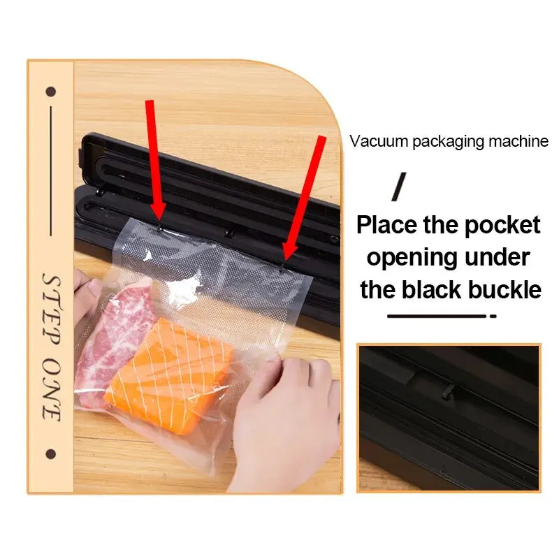 TINTON LIFE 220V/110V Vacuum Sealer Packaging Machine with Free 10pcs Vacuum Bags Household Black Food Vacuum Sealer