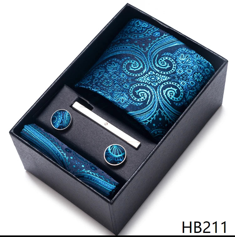 Top Quality Ties Hanky Cufflink Set In Gift Box