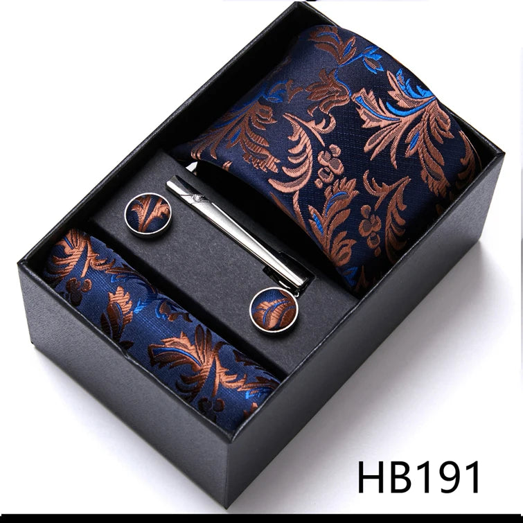 Top Quality Ties Hanky Cufflink Set In Gift Box