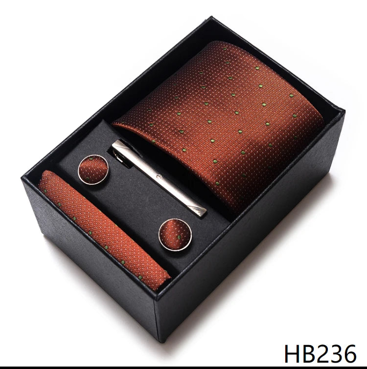 Top Quality Ties Hanky Cufflink Set In Gift Box