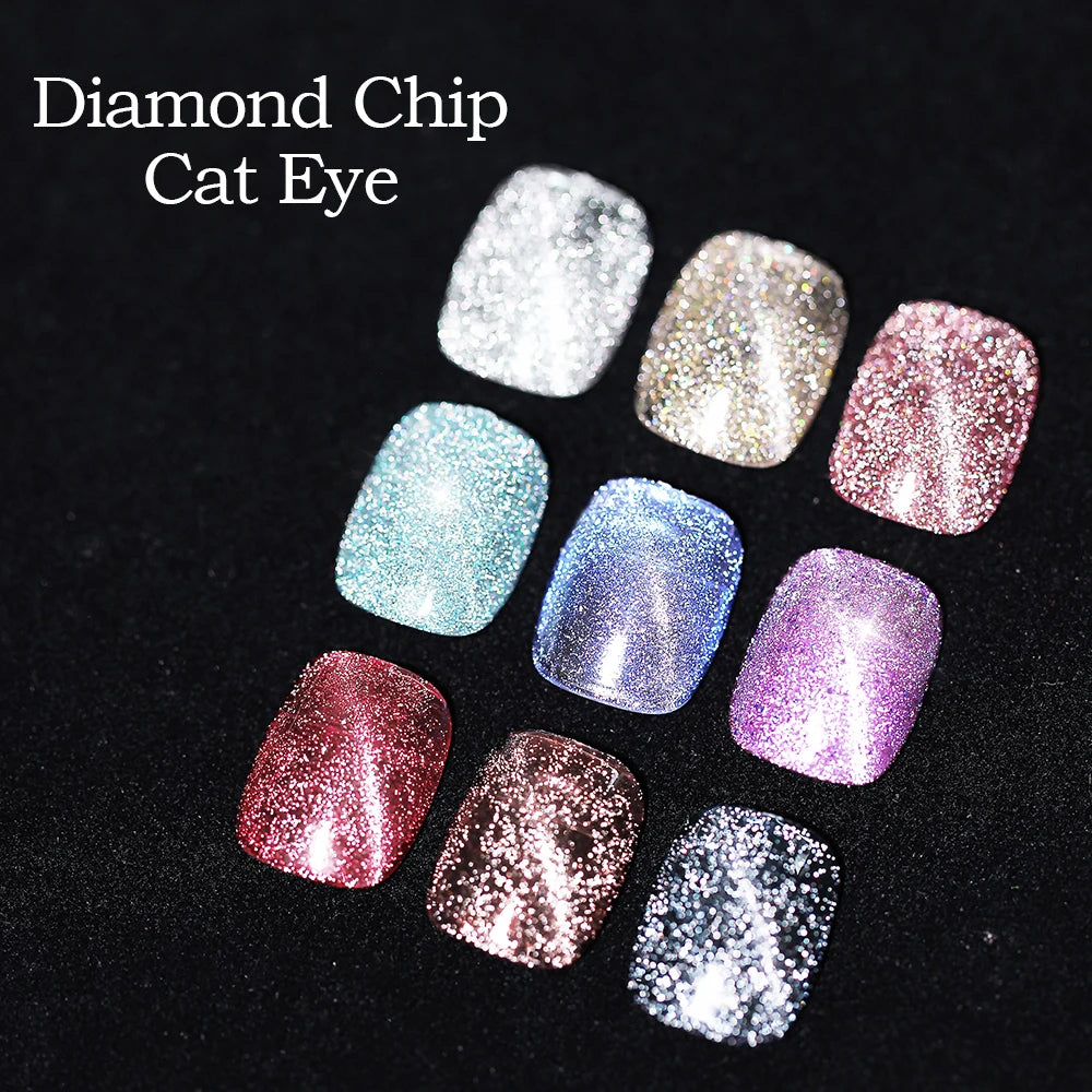 Vendeeni 9 Colors/Set Glitter Broken Diamond Cat Eye Gel Nail Polish Magnetic UV LED Gel Varnish Laser Flash Cat Eye Gel Lacquer