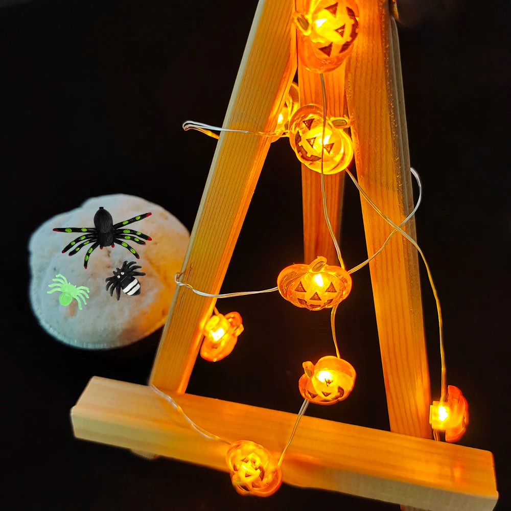 10LED Halloween LED String Lights Pumpkin Ghost Bat String Lamp Hanging Ornament for Home Bar Halloween Party Decoration 2023