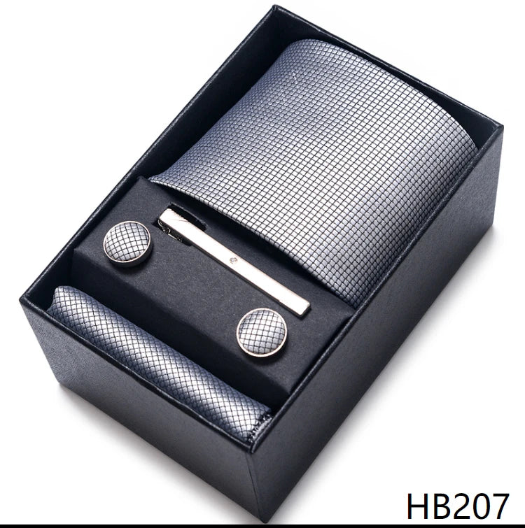 Top Quality Ties Hanky Cufflink Set In Gift Box