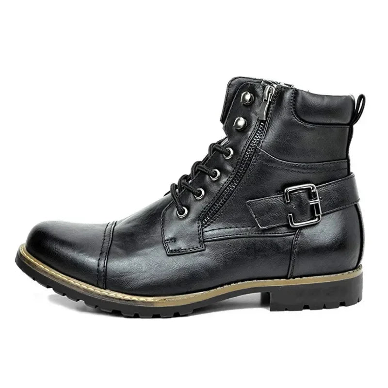 Men Leather Britain Ankle Boots