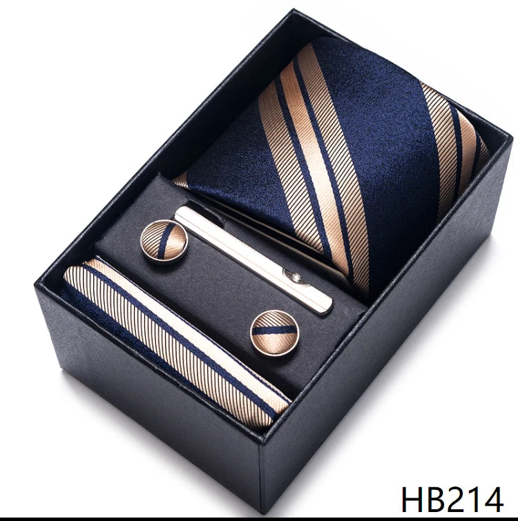 Top Quality Ties Hanky Cufflink Set In Gift Box