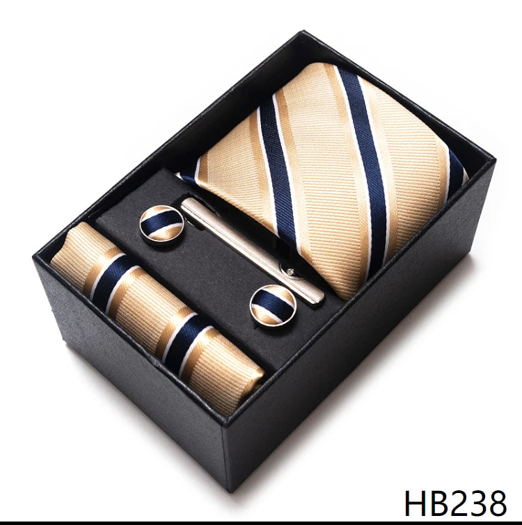 Top Quality Ties Hanky Cufflink Set In Gift Box