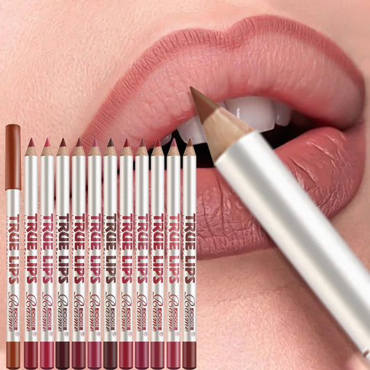 ⁹Lip Liner Pen 12 Colors Waterproof And Sweat-proof Not Easy To Fade Non-stick Cup Nude Lipstick Pencil SET