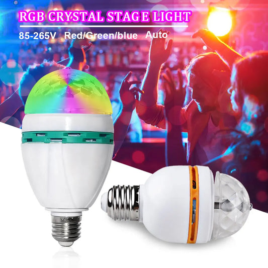 E27 Disco Light Rotating RGB Party Lamp LED Strobe Light Crystal Disco Bulb for Birthday Party Club Bar KTV Halloween Christmas