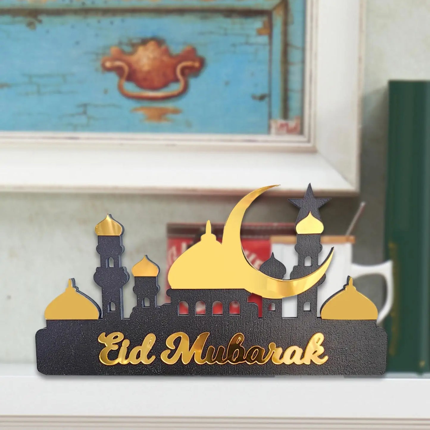 Eid Mubarak Tabletop Ornament Wooden Acrylic