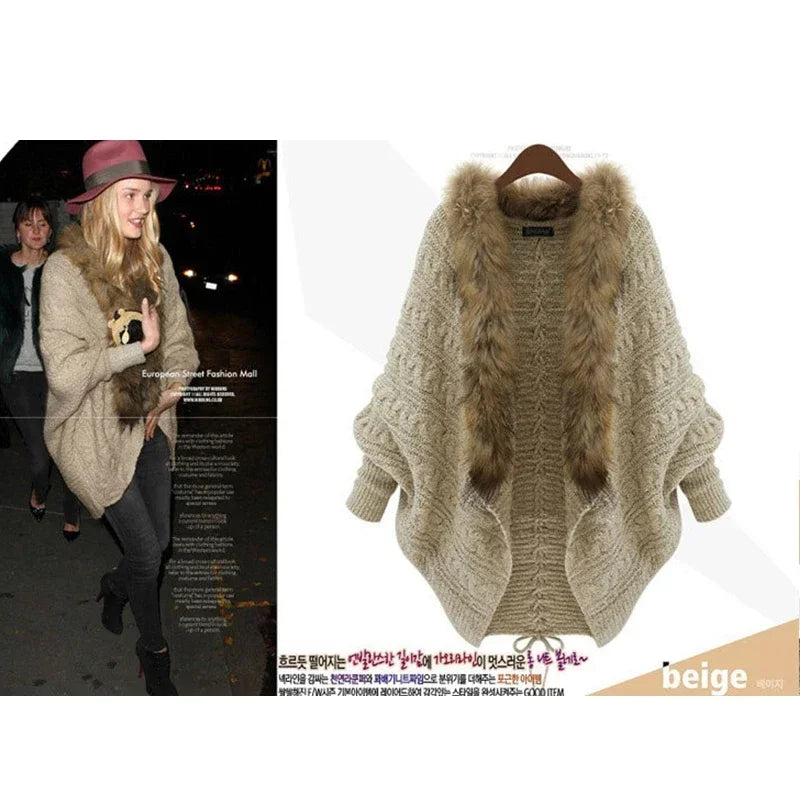 Thick Poncho Capes , Knitted Long Cardigan