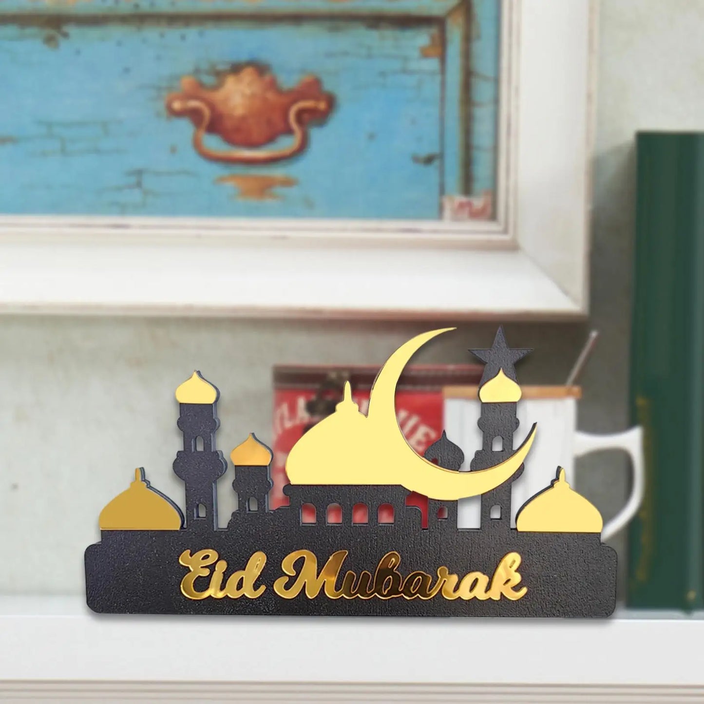 Eid Mubarak Tabletop Ornament Wooden Acrylic