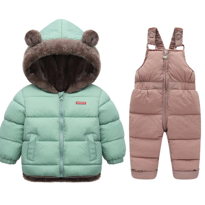 Winter Children Clothing Sets Lamb Fleece Coats + Down Pants Baby Thicken Warm 2Pcs Suit Kids Clothes Boys Girls Fashion Jackets