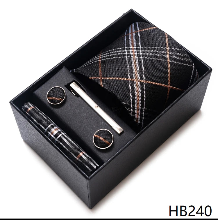 Top Quality Ties Hanky Cufflink Set In Gift Box