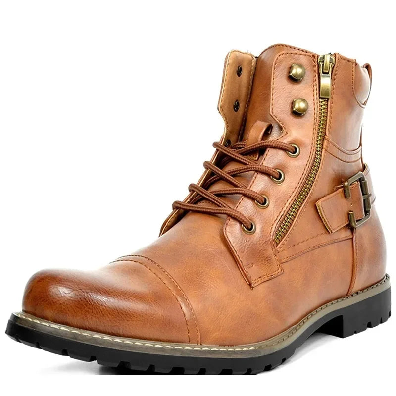 Men Leather Britain Ankle Boots