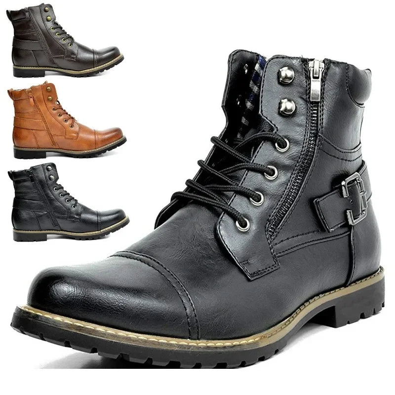 Men Leather Britain Ankle Boots