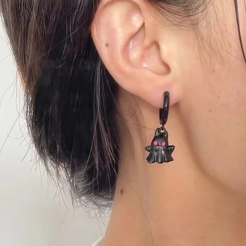 Trendy Halloween Ghost Asymmetric Dangle Earrings For Women Vintage Skull Skeleton Punk Goth Earring Party Funny Jewelry Gifts