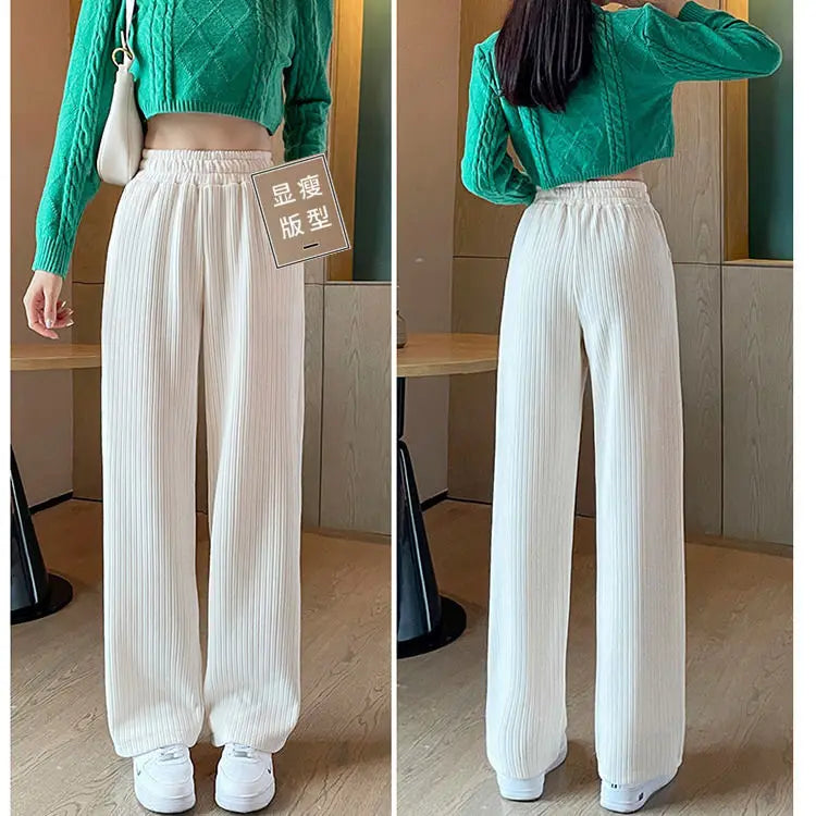 Lamb Fleece Thickened Wide Leg Pants