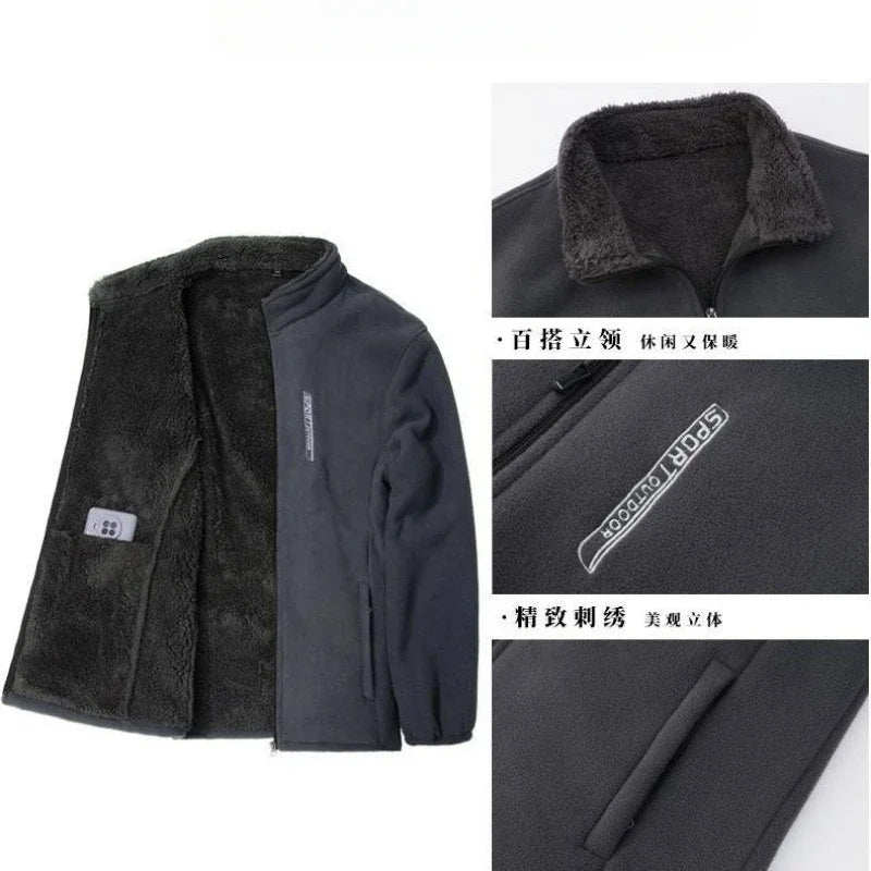 Polar Fleece Cold-Proof Thickened Coat Lightweight Windproof Zipper Cardigan Warm Jacket