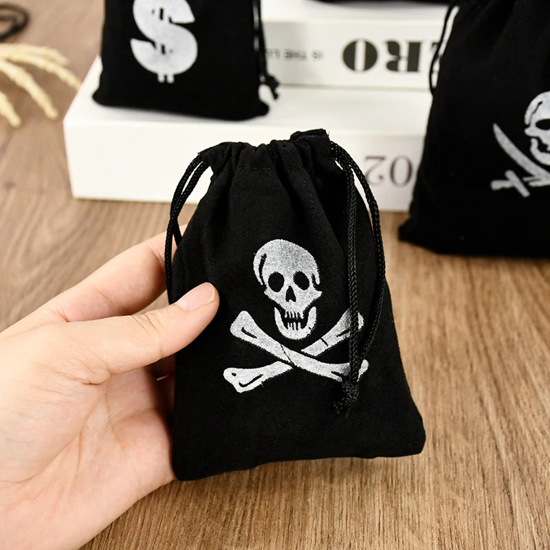 10Pcs Pirate Gift Bags Treasure Coin Pouch Kids Boy Halloween Birthday Party Decoration Supplies Small Candy Treat Bag for guest