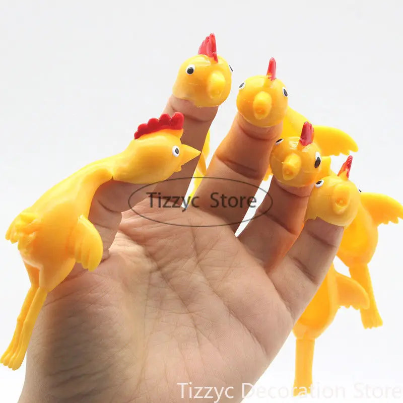 10PCS Catapult Launch Turkey Slingshot Chick Elastic Flying Finger Sticky Decompression Toy for Birthday Halloween Party Favors