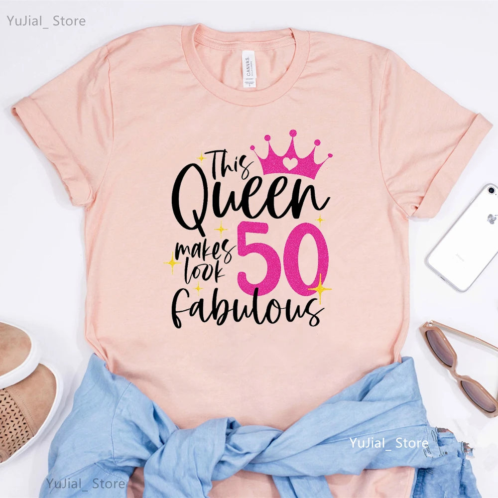 Golden Crown Queen Are Born In January To December Graphic Print T-Shirt Women'S Clothing Tshirt Femme Birthday Gift Tops