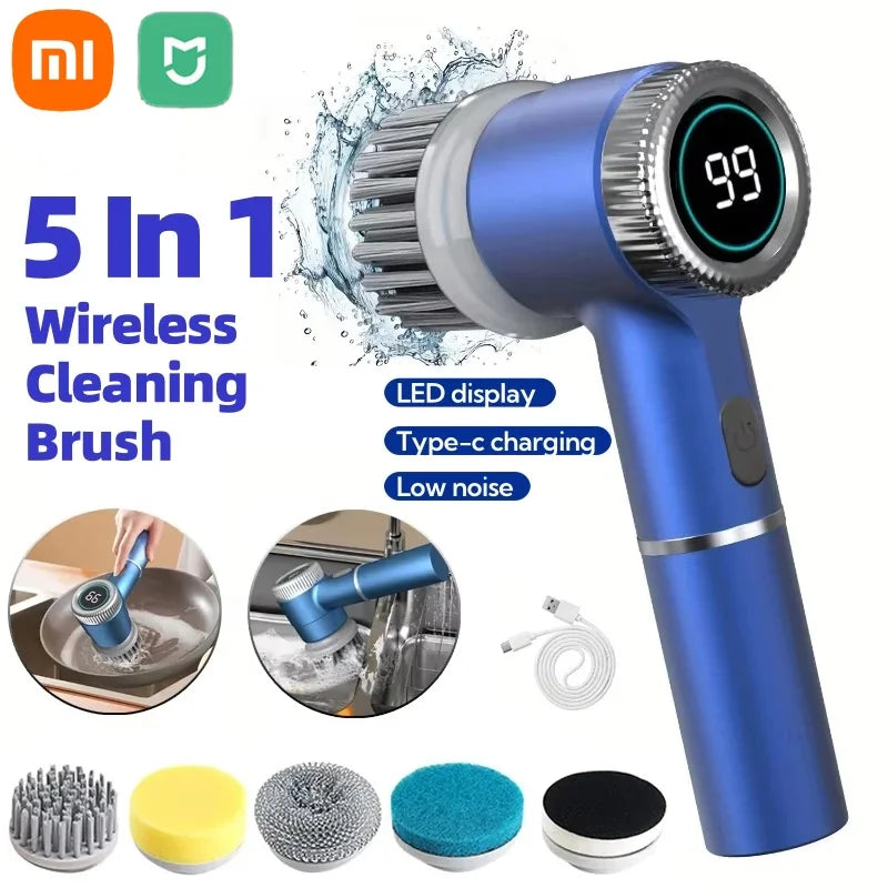 Xiaomi Electric Spin Scrubber Cleaning Brush Multifunctional With 5 Replaceable Brush Head LED Display Kitchen Toilet CleanBrush