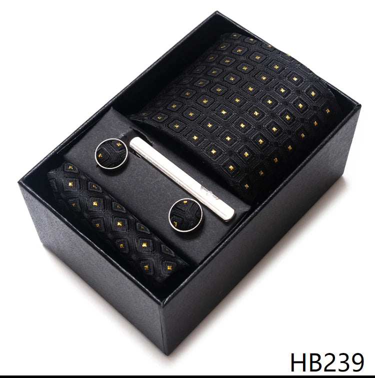 Top Quality Ties Hanky Cufflink Set In Gift Box