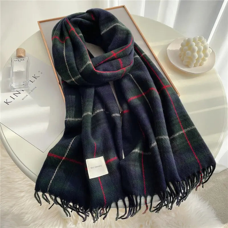 Luxury Plaid Print Warm Scarf