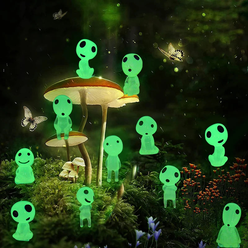 5/10Pcs Luminous Alien Elf Ghost Glowing Blue Green Light Decoration Micro Landscape Garden Miniature Doll Props Halloween Decor