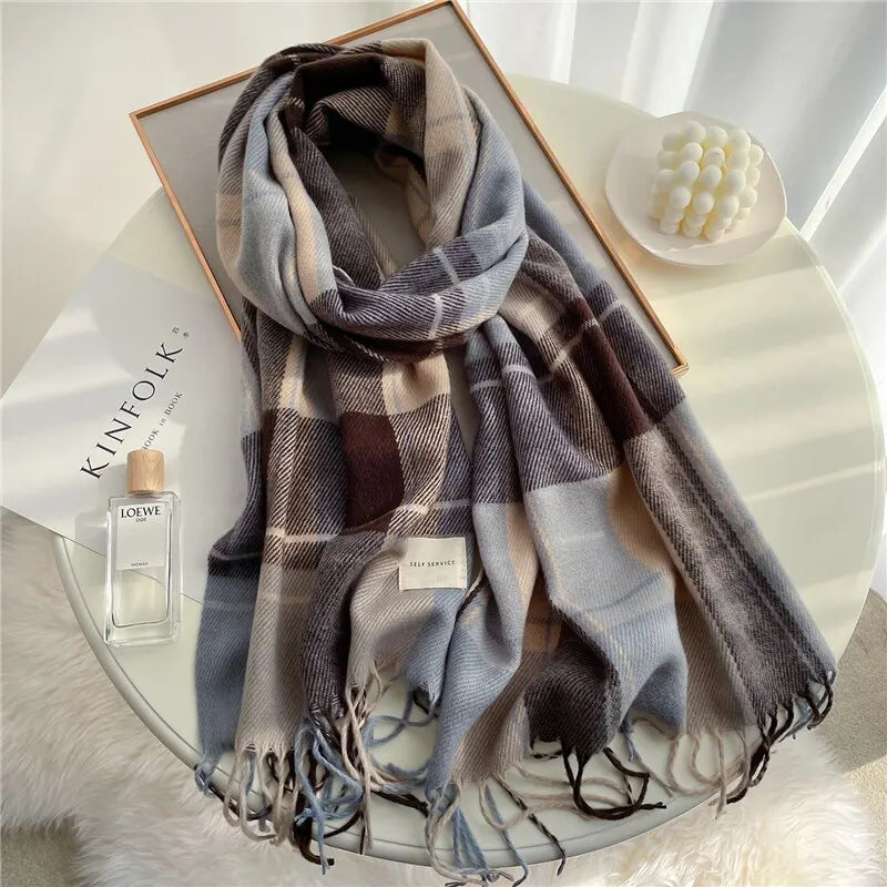 Luxury Plaid Print Warm Scarf