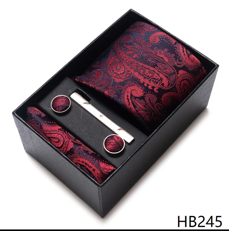 Top Quality Ties Hanky Cufflink Set In Gift Box