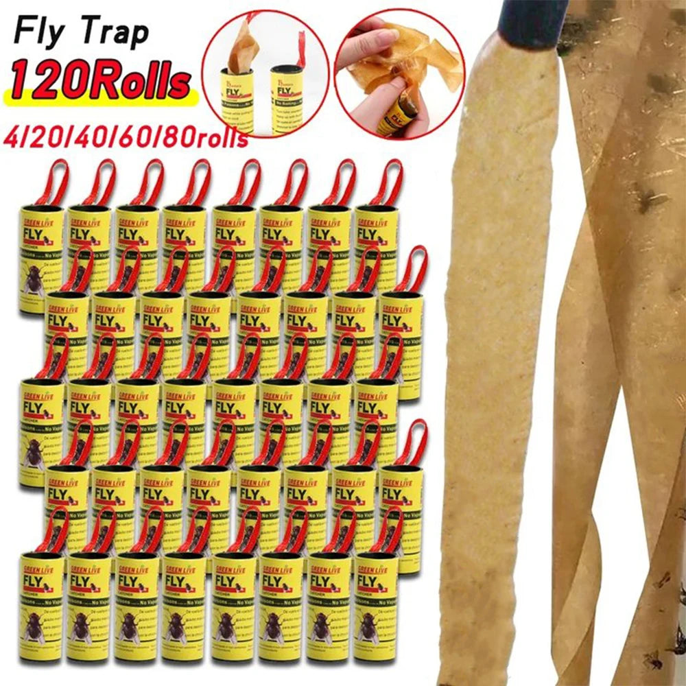 Fly Sticky Paper Strong Glue Strip For Flies Paper Strips Double Sided Flying Insect Bug Mosquitos Catcher Roll Tape